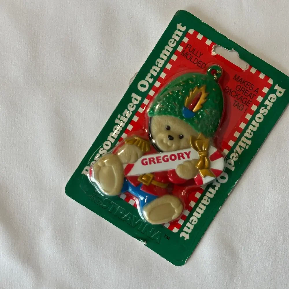 NIB Vintage 1998 'Gregory' Teddy Bear Soldier Christmas Tree Ornament / Gift Tag